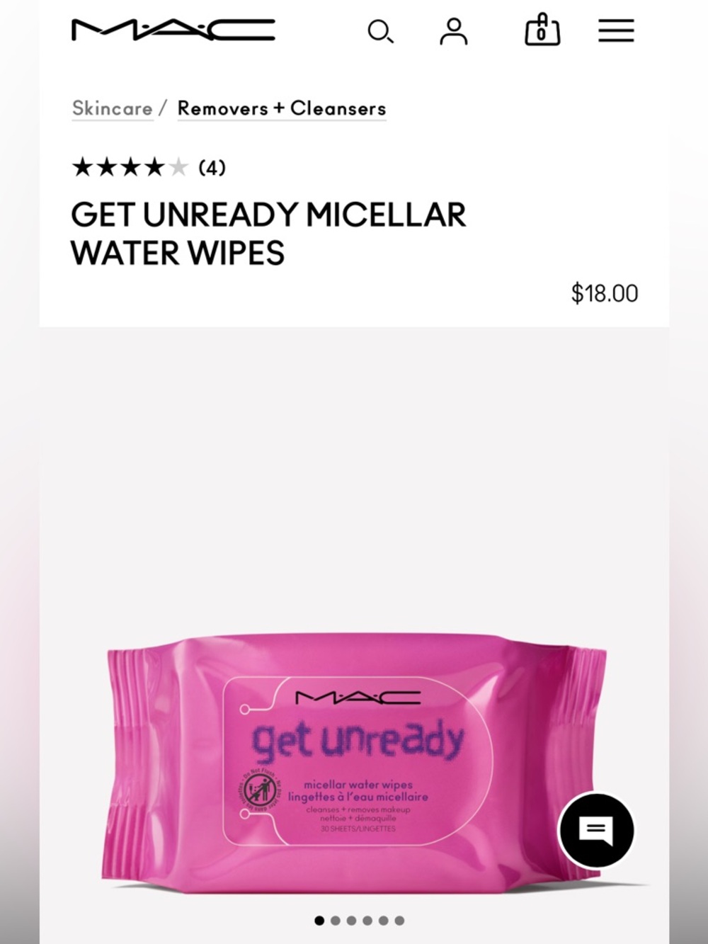 🆕 NIB MAC Get Unready Micellar Water Wipes